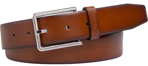 Calvin Klein Herren Gürtel 3.5 cm Bombed Belt Ledergürtel, Braun (Cognac), 110 cm