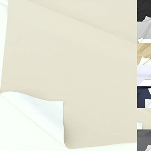 TOLKO Sonnenschutz Verdunkelungsstoff mit Thermo-Beschichtung | 100% Lichtdichter Stoff | Gardine Verdunkelungsvorhang Verdunklungsrollo Fensterfolie | Stoffe zum Nähen Meterware (Beige)