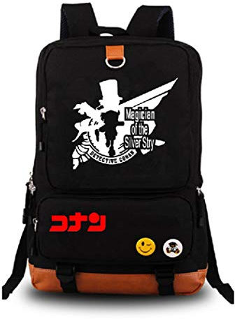 WANHONGYUE Detective Conan Anime Laptop Rucksack Schultasche Büchertasche Schulrucksack Student Backpack Schwarz /4