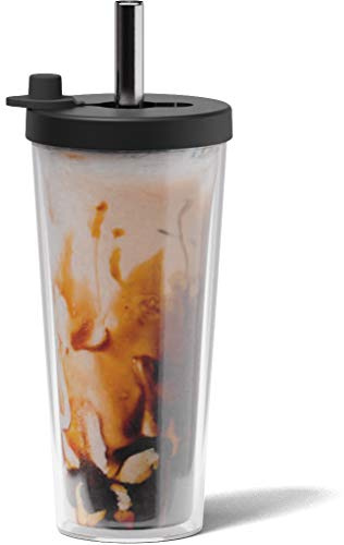 Dodoko Bubble Tea Becher, Smoothie Becher, Smoothie Glas, Bubble Tea Becher mit Strohhalm, Bubble Tea Cup, Bubble Tea Gläser, Bubble Tea Glas, Milchshake Becher 17 oz Schwarz