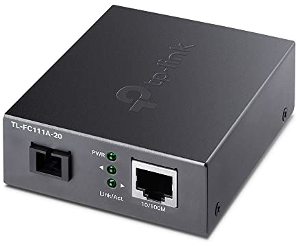 TP-Link TL-FC111A-20 Ethernet Media Converters, Convertitore Multimediale, Estende la Distanza Della Fibra fino a 20 km, Porta in Fibra SC, RJ-45 100Mbps, Auto Negoziazione, 1550 nm TX, 1310 nm RX