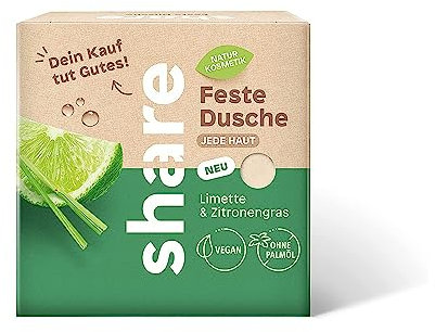 share feste Dusche Limette & Zitronengras, vegan, ohne Palmöl & Mikroplastik, 60 g