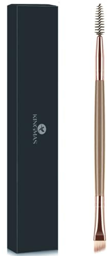 KINGMAS Eyebrow Brush Spoolie Dual Angled Eye Brow Brush Eyelash Comb Eyebrow Tool for Lining and Shaping Brows or Lashes (Dark Brown)
