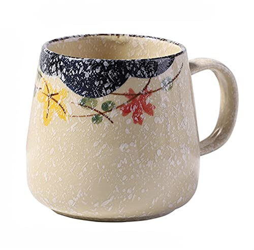 Kezto da caffè retrò Coperchio e Cucchiaio Tazza da Colazione in Ceramica Stile retrò Giapponese Unica Tazza da Latte Tazza Dipinta a Mano di Grande capacità