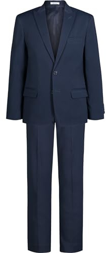 Calvin Klein Boys 2-Piece Formal Suit Set, Includes Single Breasted Jacket & Straight Leg Dress Pants with Belt Loops & Functional Pockets, Bright Blue Stretch, 12
