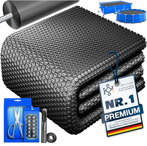 KESSER® Bâche Solaire pour Piscine Ronde Ø 244 cm | Foglio Solaire épaisseur 120 ṁm | La bâche Solaire de Couverture Solaire Peut être coupée | Bâche Solaire de Piscine Feuille, Le Noir, 450 x 220cm