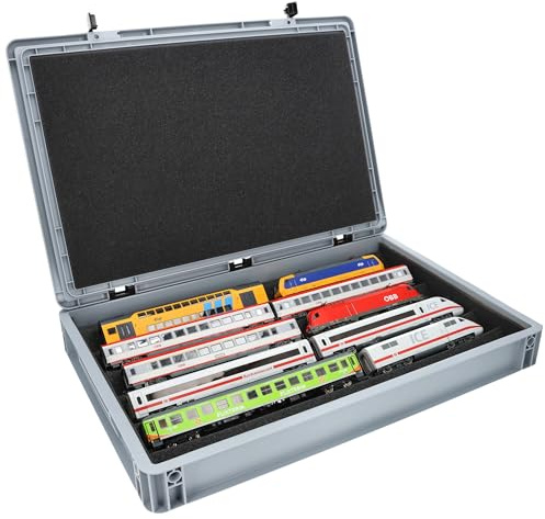 Feldherr H0 Sistema 3 en 1 para maquetas de Trenes - Eurobox 60x40 con Bandeja en V - Almacenamiento, exposición y Transporte - Made in Germany
