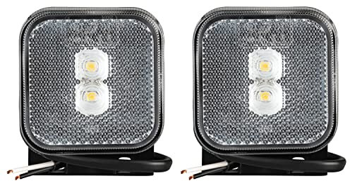 2x LED Umrissleuchte 12-24 Volt 65x65mm mit Halter und Reflektor Weiß Positionsleuchte Begrenzungsleuchte LKW PKW Anhänger Wohnwagen