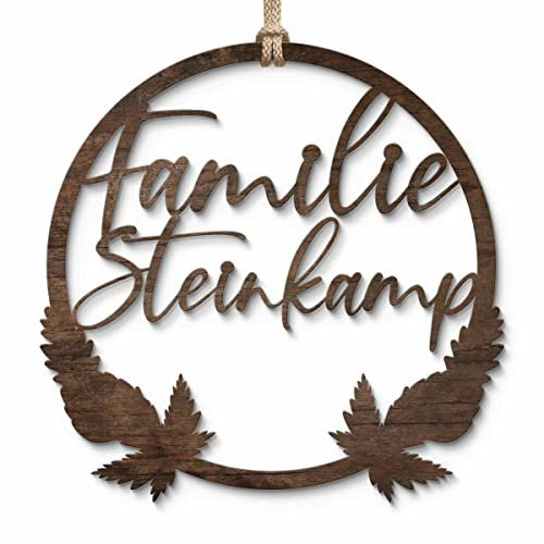 Holz Türkranz Herbst - Dekokranz Tür Haustür - toller Herbstkranz zum Aufhängen - Herbstliche Türdeko draußen & innen - Herbsttürkränze Herbstdekoration Dekokranz - Familienschild (Personalisiert)