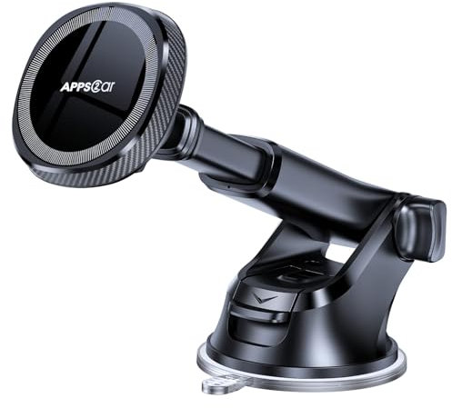 APPS2Car Car Phone Holder for Magsafe, 17 N52 Magnets Suction Windscreen Dashboard Magnetic Phone Car Mount, Universal iPhone Car Holder Compatible with iPhone 15 14 13 12 and magsafe case