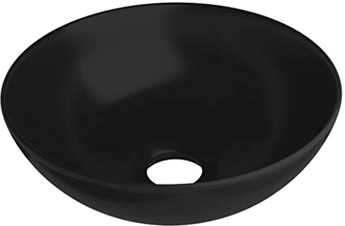 Waschbecken Rund Aufsatzwaschbecken für das Badezimmer und Gäste-WC, Waschschale ohne Hahnloch und ohne Überlauf, Aufsatzbecken Handwaschbecken, 28 x 10 cm Matt-Schwarz