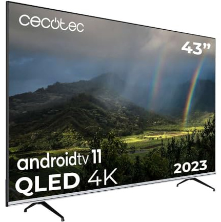 Cecotec Fernseher QLED 43 Smart TV V2 Series VQU20043S. 4K UHD, Android 11, Frameless, MEMC, Dolby Vision y Dolby Atmos, HDR10, Wide Color Gamut 96%, 2 Lautsprecher 10W, 2 Kontrollen, 2023