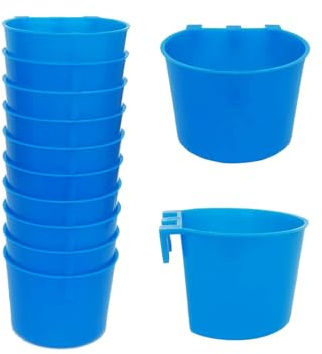 ORIBUKI 10 Pack Cage Cups Birds Feeders Seed Bowl Chicken Feeding Watering Dish Rabbit Water Food Hanging Wire Cages Box 8oz Coop Cups for Pet Parrot Parakeet Gamefowl Poultry Pigeon