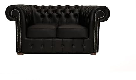 Chesterfield Sofa Class - The Chesterfield Brand | 2 Sitzer Sofa | 100% Leder, handgefertigt, Original Chesterfield | Breite 150 cm | Mattschwarz