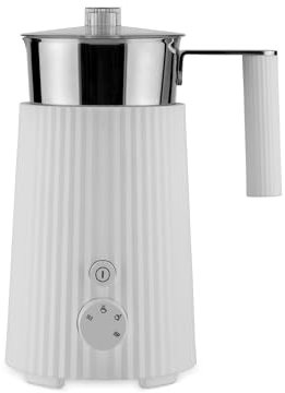 Alessi Plissé MDL13 W - Multifunktions-Induktions-Milchaufschäumer, aus Thermoplastischem Harz, Kanne aus Edelstahl 18/10, Europäischer Stecker 600 W, 35 cl, Weiß