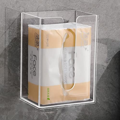XNSHUN Elegante Transparent Kosmetiktuch Box, Wandmontierte Tissue Box Acryl Tücherbox, Serviettenbox Ohne Nägel, Servietten Organizer Für Küche Badezimmer Toilette