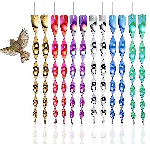 Ceboic Répulsif Oiseaux, 12 Pièces 30cm Répulsif Pigeons 360 Degrés Effaroucheur Oiseaux Spirale Réfléchissantes Répulsives, Décoration de Jardin Balcon Anti Oiseaux pour Potager Arbres Fruitier