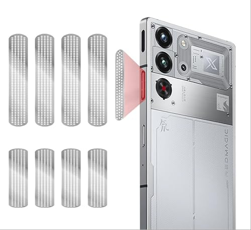 GIOPUEY Dammsäkert aluminiumlimmat nät för RedMagic 10 Pro/9S Pro/9S Pro/8S Pro hög - anti-dammventilhögtalare och radiator [4+4 paket] - silver
