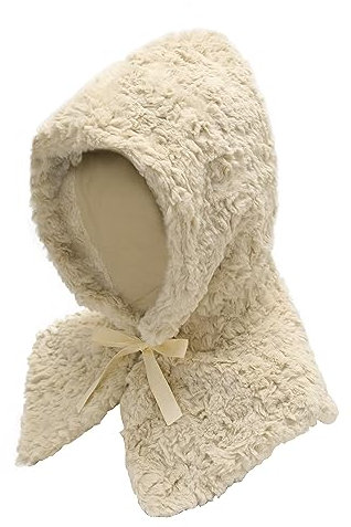 ZLYC Damen Winter Stricken Balaclava Beanie mit Kapuze(Einfarbig Beige)