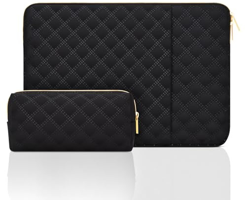 jooeer 13 Pulgadas Funda Ordenador Portatil para 13 MacBook Air/Pro M2 M1 13,3 Chromebook Notebook, Bolsa PC Impermeable Protector Acolchada Blanda con Bolsa Accesorios, Negro