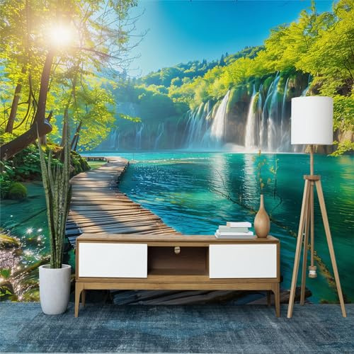 Murales da Parete Foresta di scenari naturali Carta da Parati, Blu Carta da Parati Murale HD 3D Fotomurale Adatto per Soggiorno Camera da Letto Cameretta Ufficio 400 x 280 cm (WxH)