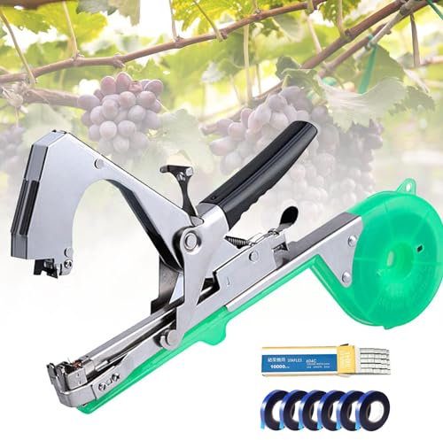 Garten-Klebebandgerät, Pflanzenbindemaschine, Handbindebindemaschine, Mit 6 Rollen Klebeband Und 1 Schachtel Heftklammern, Für Trauben, Himbeeren, Tomaten Und Weingemüse
