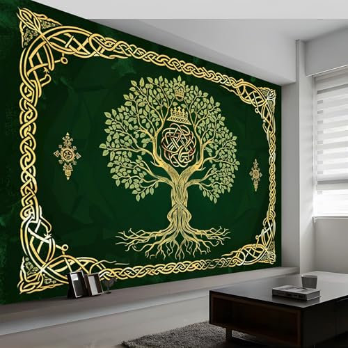 Vlies Fototapete Kinderzimmer B200 x H140 cm, Baum Des Lebens Altes Altes Kunstmuster Fototapeten Tapeten für Kindertapete - Grün Vliestapete Wandtapete Wanddeko Tapete 3D Effekt Schlafzimmer