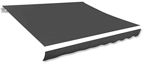 Baziroo Markisenbespannung Canvas Witterungsbeständige Markise Balkon Markisentuch Markise Canvas Markisen Ersatzstoff Wechseln Markisenstoff Sonnenschutz Stoff 580x295 cm Anthrazit Polyester