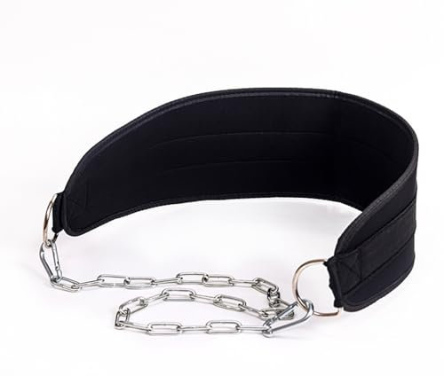 Azxcvbnm Dicker Gewichthebergürtel mit Kette, Sport-Dip-Gürtel, Fitness, Bodybuilding, Fitnessstudio, Krafttraining, Belastung, Hüftgurt