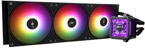 Thermalright FW PRO 360 ARGB Black-360mm AIO CPU Liquid Cooler,IPS LCD Screen with 320 * 320 Resolution,for AM4/AM5/Intel LGA1700/1851,’2.73 inch’Magnet-Absorbent LCD Screen for Images