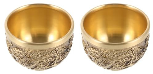 OFFSCH 2 Pezzi Tazza Da Tè Kung Fu in Rame Vintage Drago Tazza Da Degustazione Tè Cinese in Rame