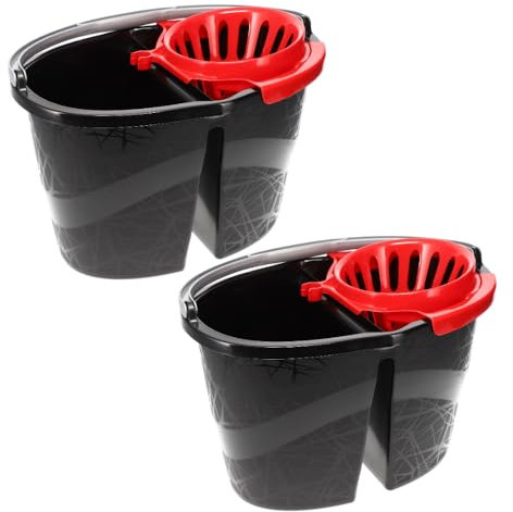 2er Set Wischeimer 18 L Putzeimer mit Presse Zweikammer Zweigeteilter Eimer Bodenwischer Wischeimer mit Auswringfunktion Auswringer