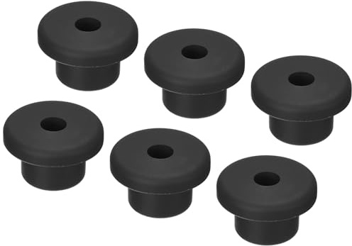 TA-VIGOR 6Pcs Rubber Grommet 15mm Round T Type Seal Protection Hole Plug | Black Silicone Flexible Seal Cables Wires Protector for Organising Cords, Electrical Holes And Panel