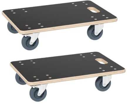 Aufun Rollbrett Transportroller mit Bremse, Möbelroller Rollbretter 2 Stück | 60x40x14,5 cm, bis zu 200 kg Traglast, robust & sicher, Transport mit Transporthilfe Umzug Möbel-Transport