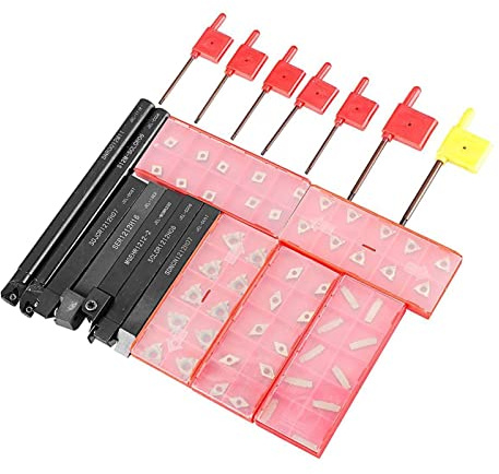 PNMNZTPAP 64pcs / Set Tornio da 12mm Shank Tornio for tornitura for Inserti in Metallo Duro da 50pcs includono Tasti T8 Utensile da Taglio al tornio