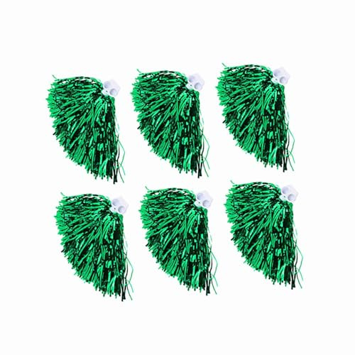 Yechiry 6PCS 7 Farben Cheer Sport Party Tanzzubehör, Cheerleader Pom Poms Squad, Cheerleading für Teamgeist, Sporttanz Jubel, Erwachsene, Großartige Ergänzung zu (Green)