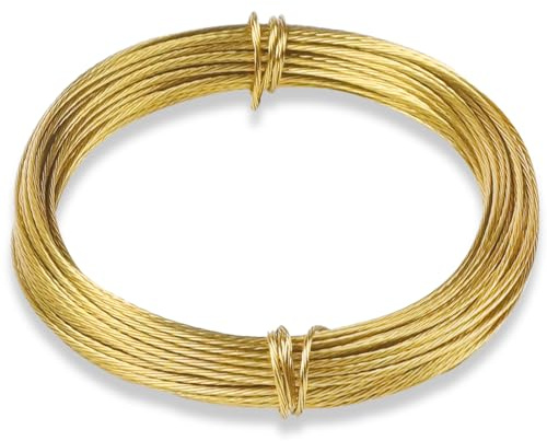 LLMSIX 32.8 Feet (10m) Picture Hanging Wire, Picture Wire Heavy Duty Brass Frame Hanging Cord for Photo Frame Mirror Artwork Clock (0.7mm/0.03in)