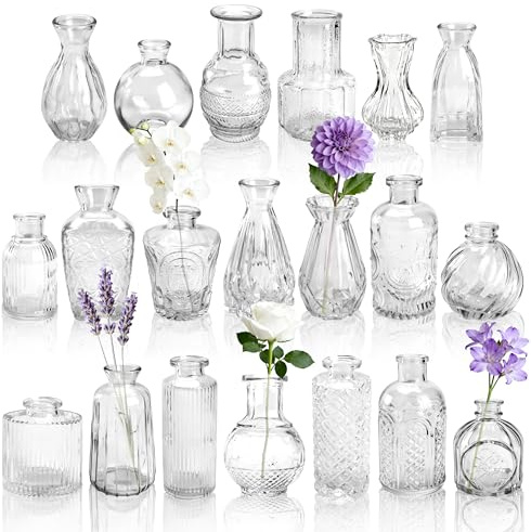 BTSD-home 20 Pack Clear Glass Bud Vases for Wedding Table Decorations