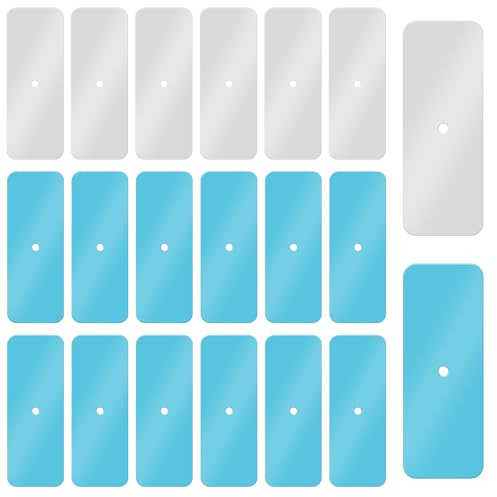 Tucnoeu 20pcs Under Cabinet Light Adhesive Magnetic Strips, Replacement Metal Strips for Magnets with Adhesive Backing - Iron Sheet for Cabinet Lighting (with Hole)