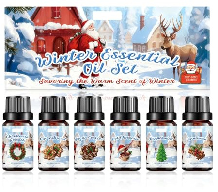 Ensemble d'Huiles Parfumées - Set de 6 Huiles Parfumées Noël Hiver, Huile Pour Diffuseur, Huile Parfumée Pour Savon (1, 6 pc)