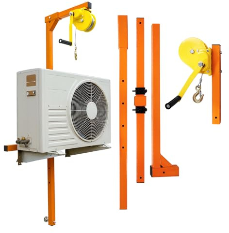 SnamicE Grúa Torre Plegable, Herramienta de elevación para Aire Acondicionado para instalación Exterior, cabrestante Manual de Acero Inoxidable de 65 pies, grúa de es,