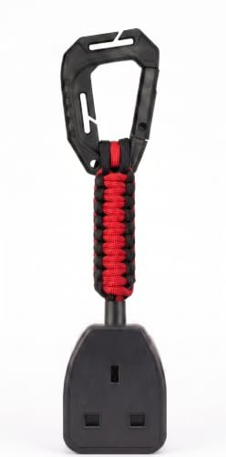Professional Socket Tester Holder with R1 & R2 Link, Carabiner Clip, Handmade Paracord, Electrician Accessory (Black & Red)