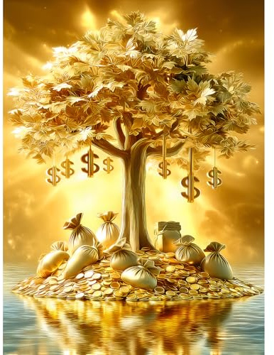 Puzzles for Adults 500 Pieces, Fortune Tree Jigsaw Puzzles - Golden Money Tree, Impossible Money Puzzle for Seniors Families,20.47x14.96 inches, 1:1 Poster, Letter on The Back