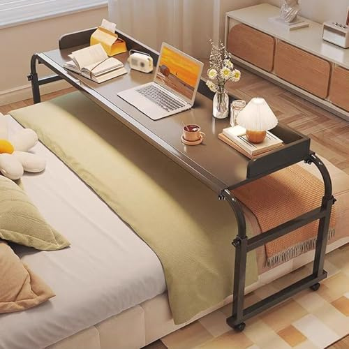 Höhen- Und Längsverstellbarer Betttisch Auf Rollen Laptopwagen, Liegetisch, Betttisch Für Krankenhaus Und Zuhause(Black,120cm/47.2in)