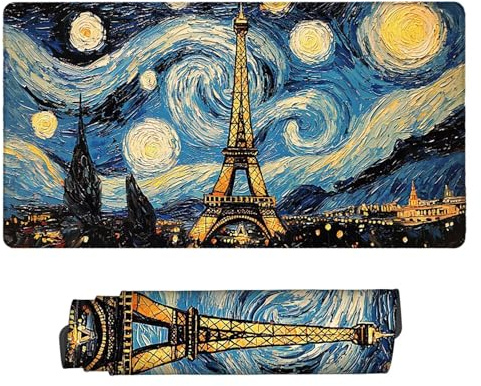 Tapis de Souris de Jeu, 1200 x 600 mm XXL Grand Tapis Souris Gaming, Antidérapant Étanche, Extended XXL Long Clavier Mouse Pad, Accessoire Bureau, pour Gamer, PC (Starsky Tour de Fer de Paris) Z-908