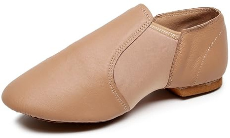 Chausson de Danse Moderne Jazz,Cuir Véritable Semelle Fendue Enfiler/Lacet Chaussures de Jazz