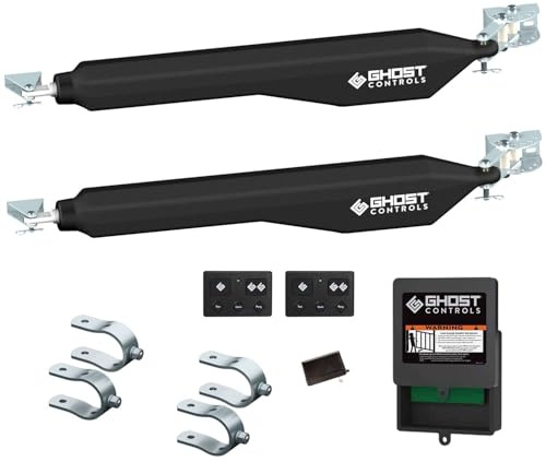 Ghost Controls Kit de portail automatique double Smart Ready série D avec supports de portail en tube - DD2U pour portails battants jusqu'à 453,6 kg ou 3,7 m de long (2. DD2U Dual Kit)