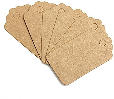 HugeStore 200 Pcs 5X3cm Mini Klein Kraftpapier Geschenkanhänger Anhänger Hängeetiketten Anhängeschilder DIY Deko