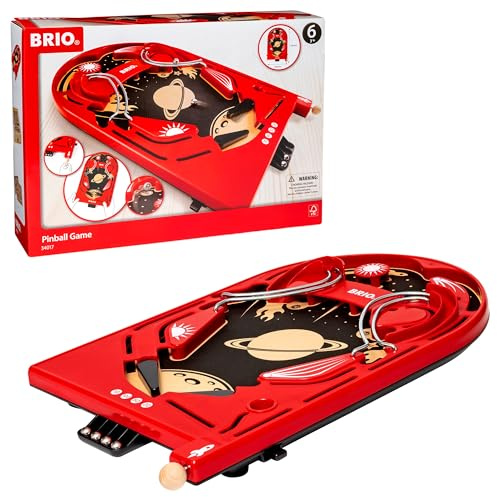 BRIO Spiele 34017 Holz-Flipper Space Safari - Pinball als Holzspielzeug für Kinder - Kinderspielzeug empfohlen ab 6 Jahren
