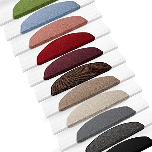 Floordirekt | London | Lot de 15 marchettes d'escalier en Couleurs diverses | Autocollantes et résistantes | Marron/Beige, Rectangulaire 65x23 cm